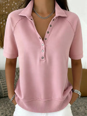 Casual And Cozy Short-sleeved Cotton Sweatshirt