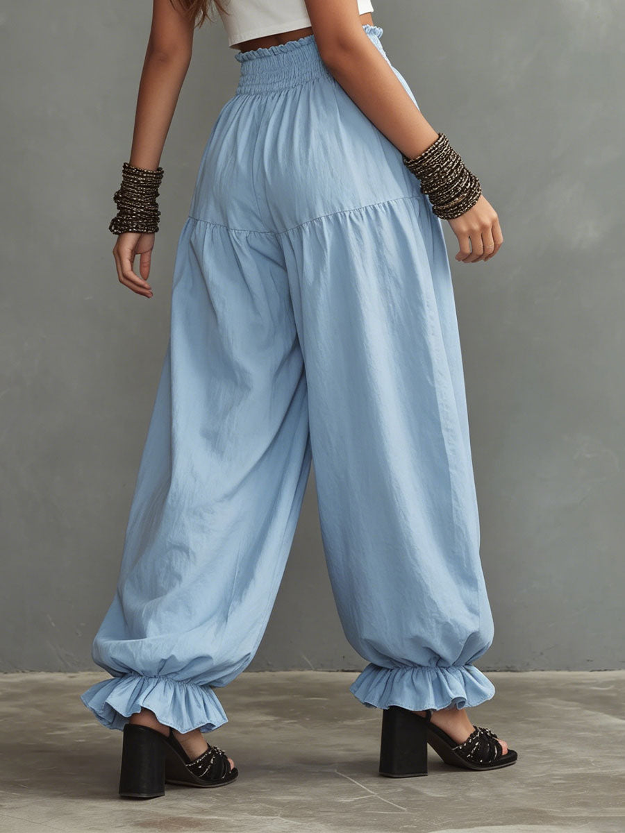 Women's Simple High-Waisted Solid-Color Balloon Pants