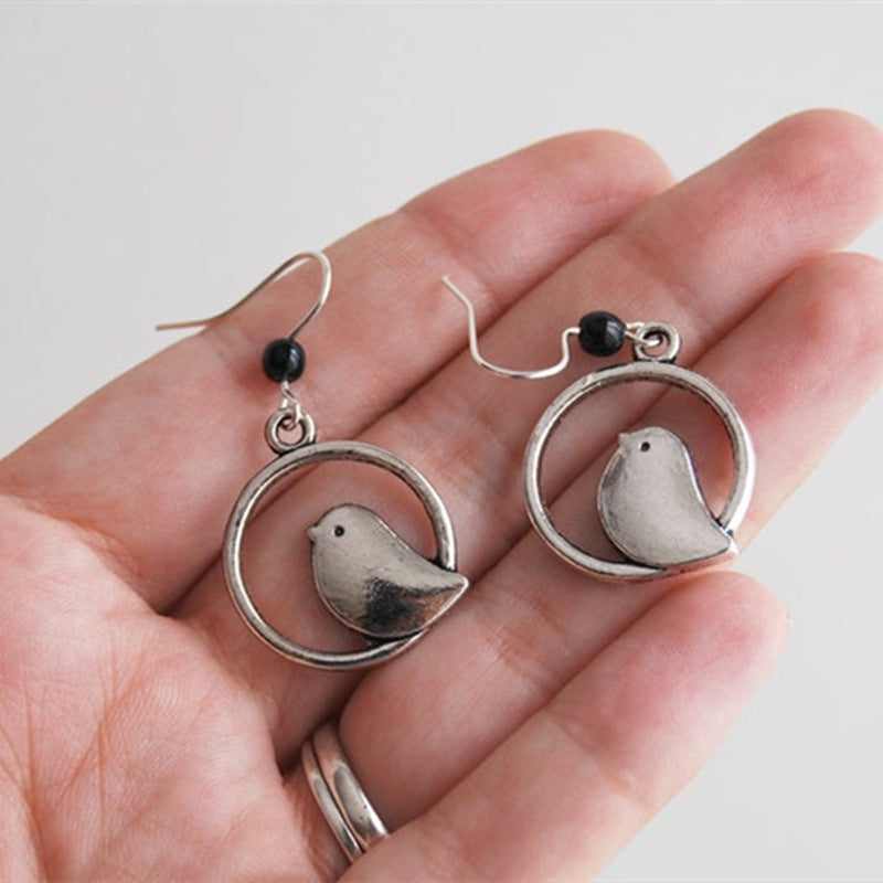 Boho Style vintage Gem Bird Pendant earrings