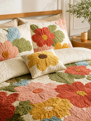 Retro Daisy Patchwork 3-Piece Quilted Bedding Set