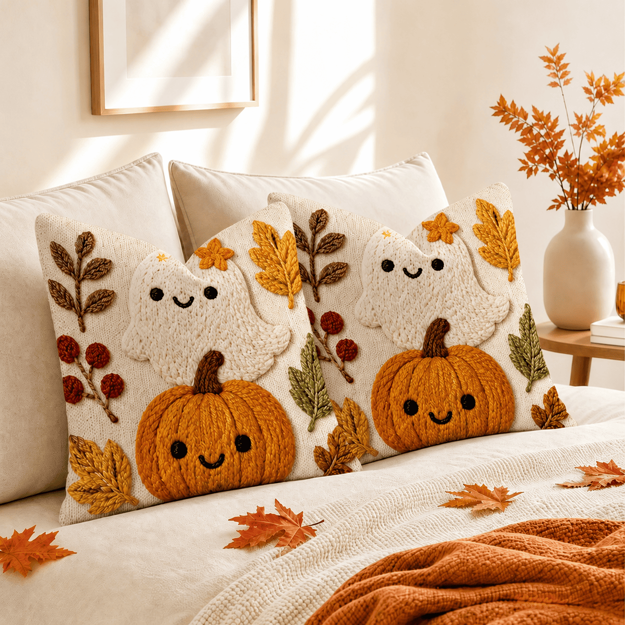 2026 Halloween Autumn Sofa Pumpkin Pillowcase And Cushion Cover(45 * 45CM)