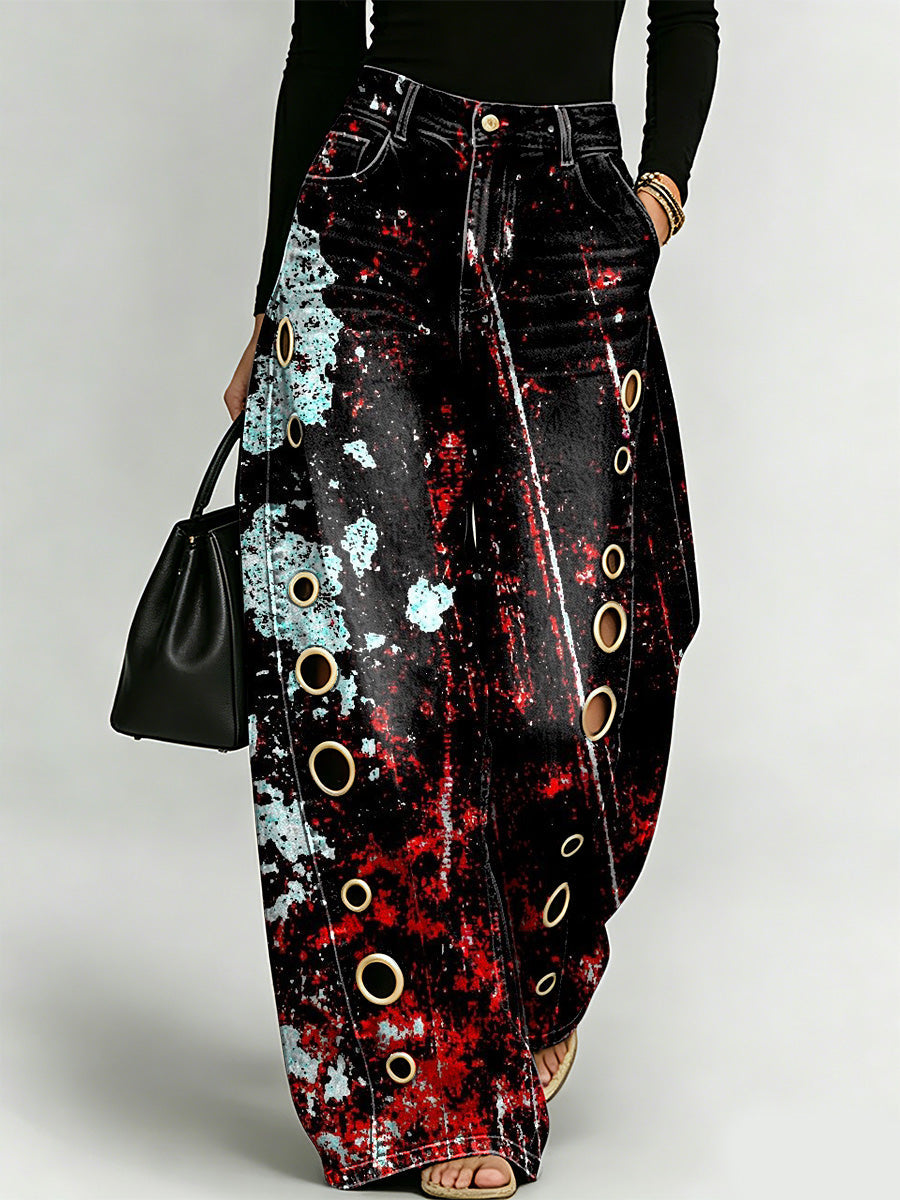 Colorful Graffiti Decorative Patterns Women's Casual Denim Pants