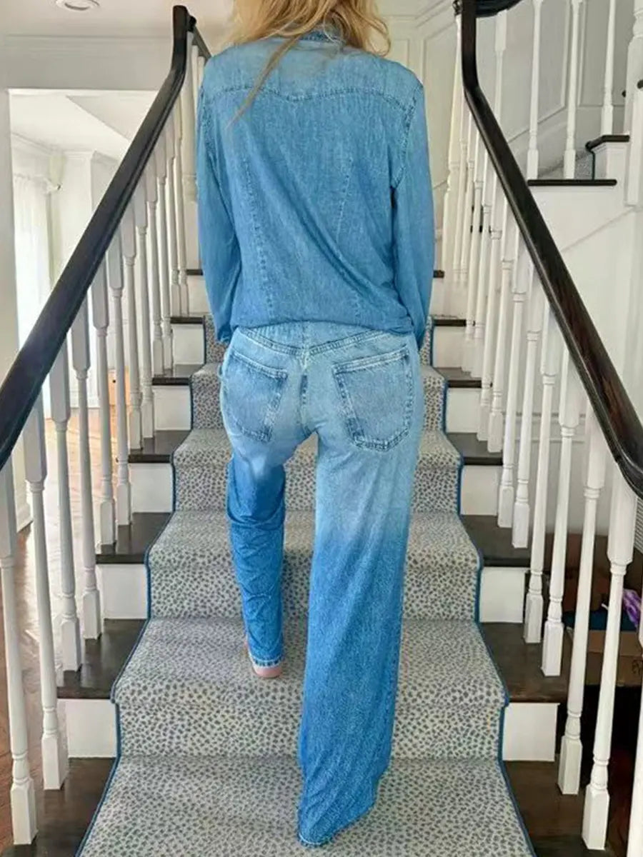 Women's Vintage Loose Denim Casual Set
