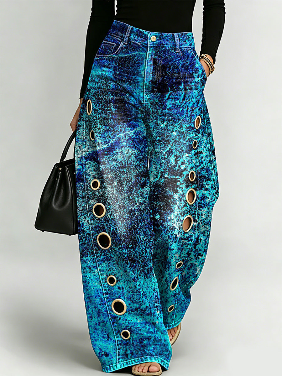 Colorful Graffiti Decorative Patterns Women's Casual Denim Pants