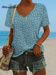 🔥Best Match🔥Women's Hawaiian Vacation Print Casual V-Neck T-Shirt
