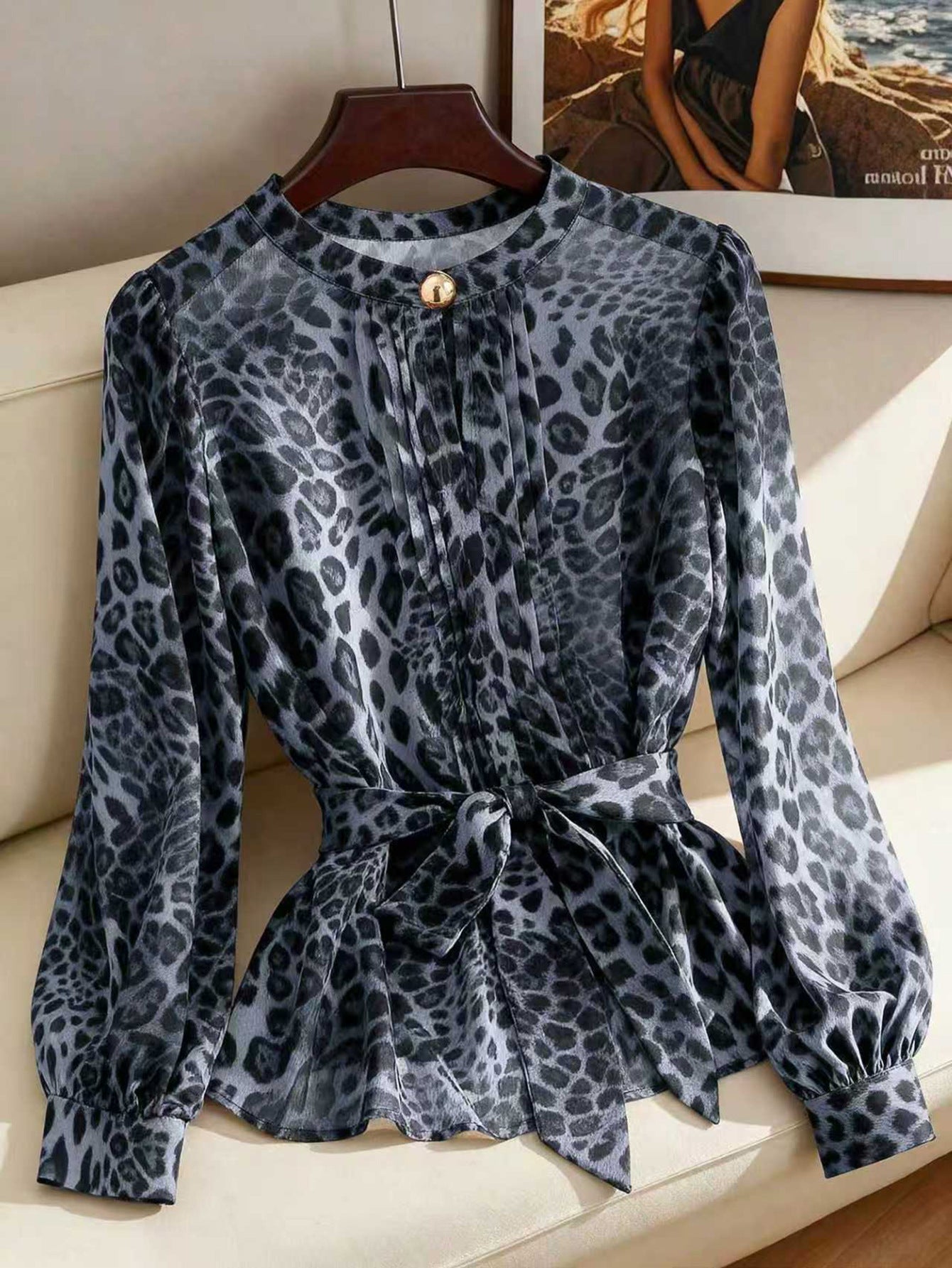 Stylish Leopard Print Chiffon Shirt