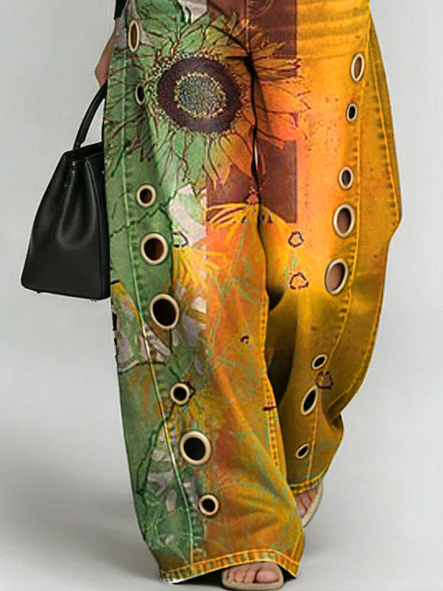Women's Hippie-style Print Casual Fashion Cutout Jeans