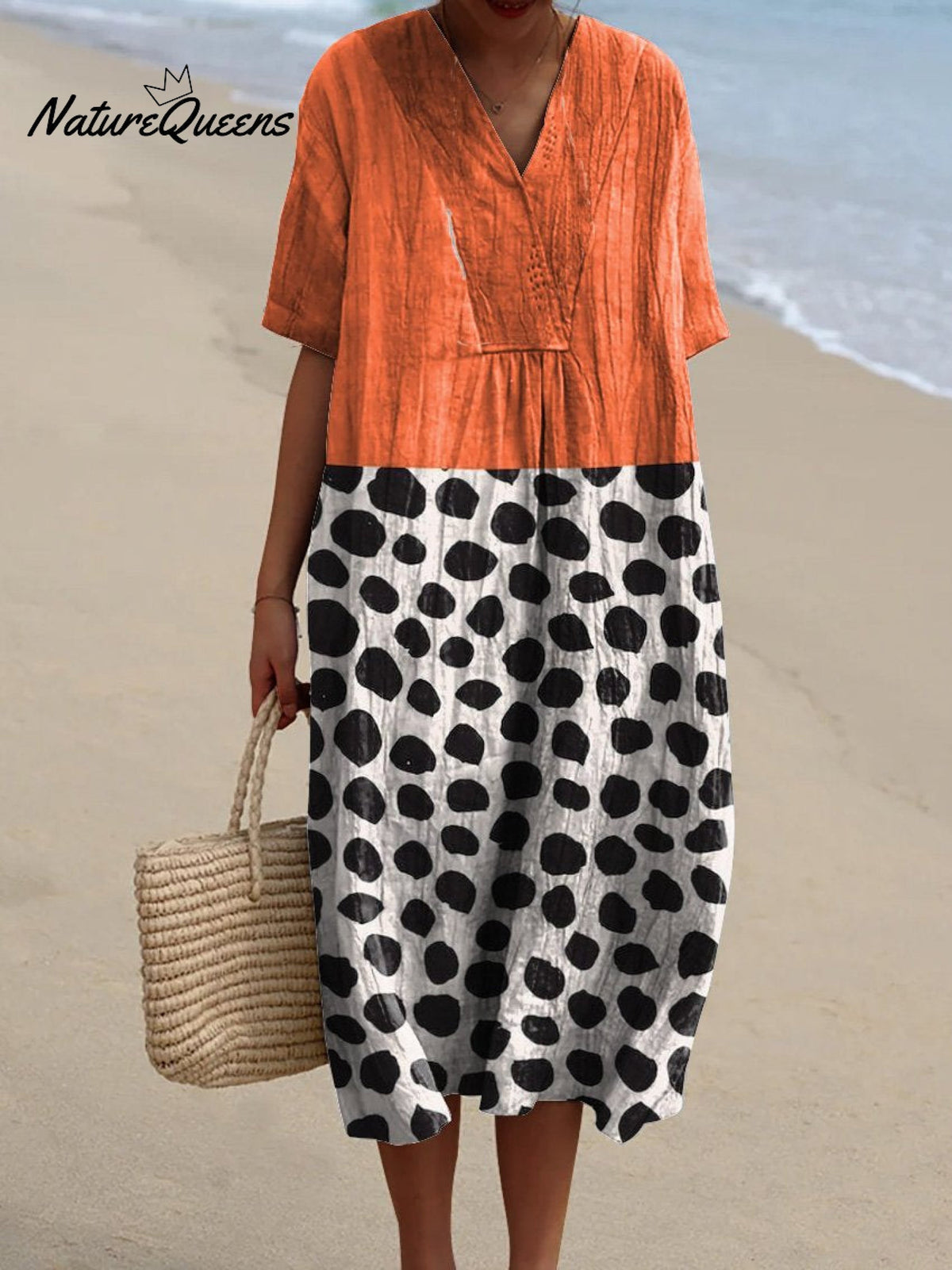 Contemporary Style Minimalist Art Printed Women's Flowy Dress