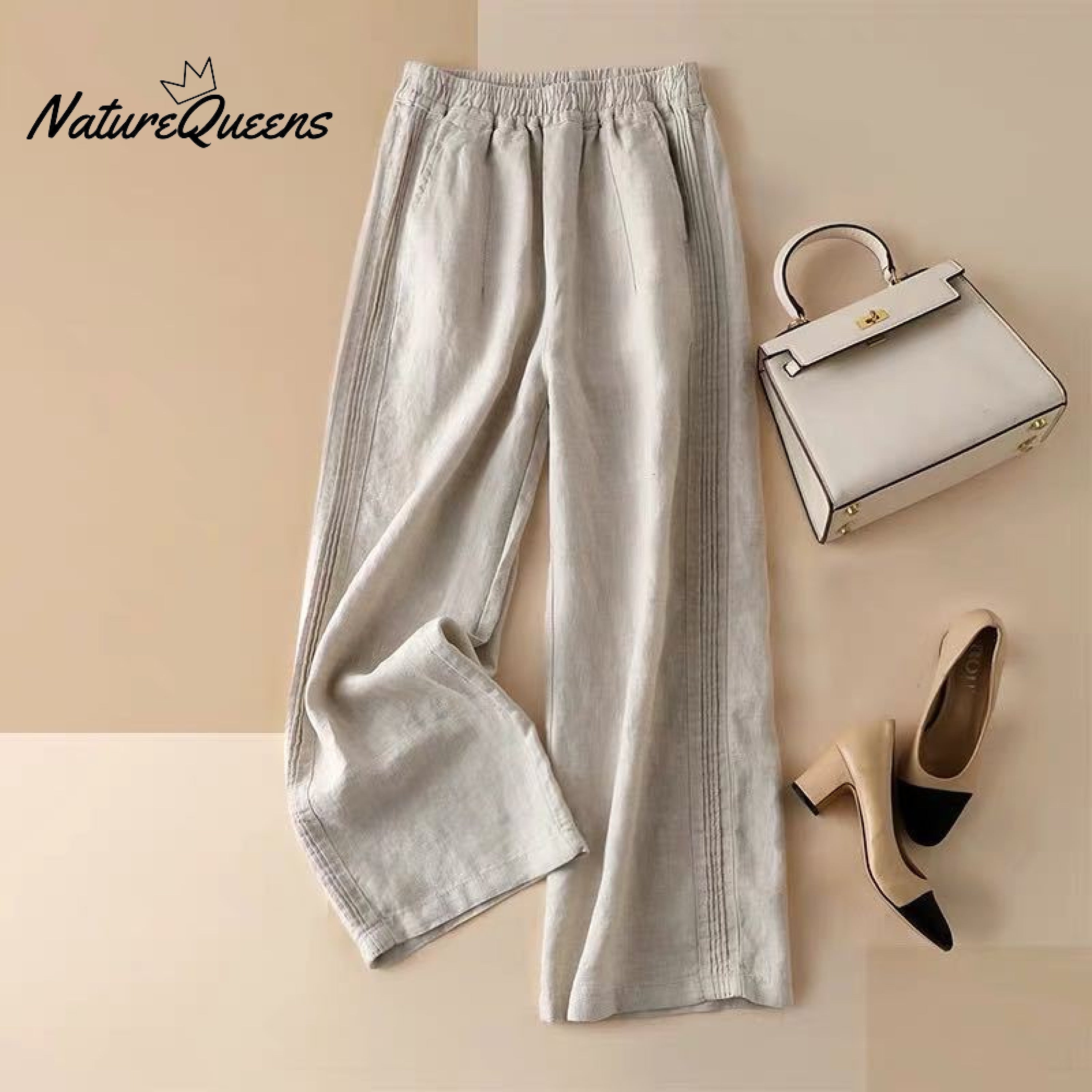 Summer thin cotton linen wide-leg pants