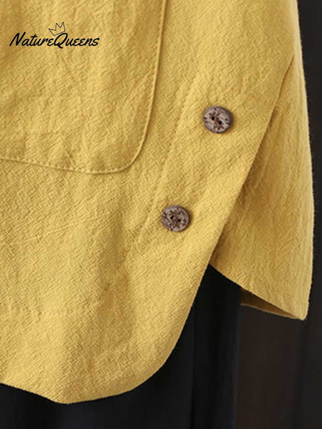 Women'S Solid Color Cotton And Linen Round Neck Button Short Sleeve Irregular Slit At Hem Button Blouse
