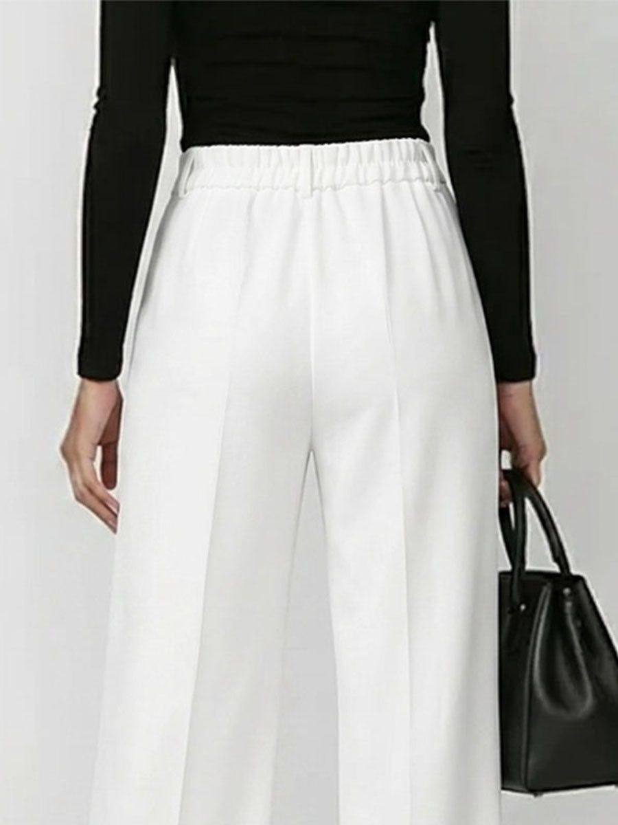 Women's High-waisted Elastic Straight-leg Suit Pants