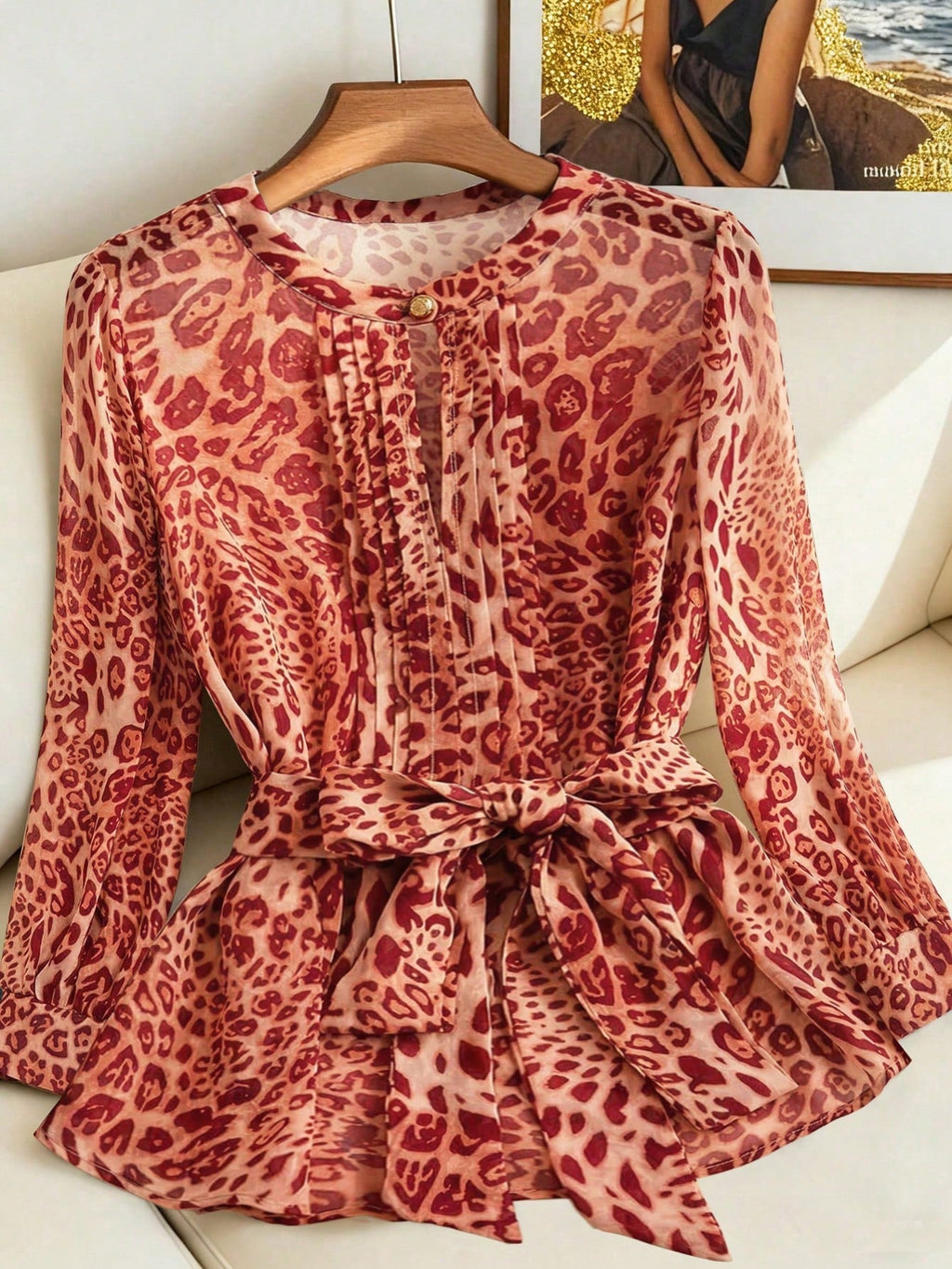 Stylish Leopard Print Chiffon Shirt
