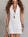 Women's Halter-neck Draped-collar Dress