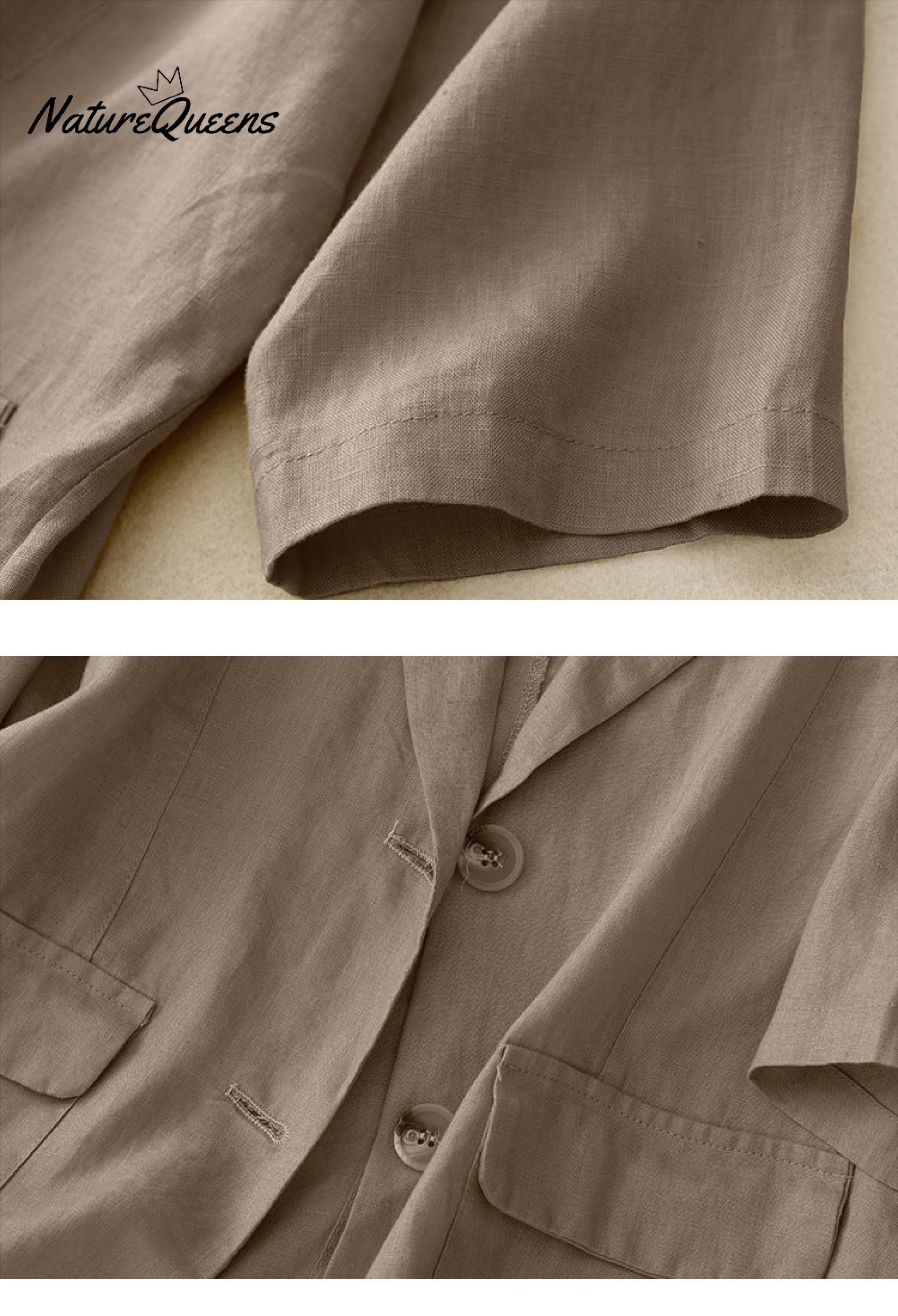 All-match casual button-down cotton linen jacket