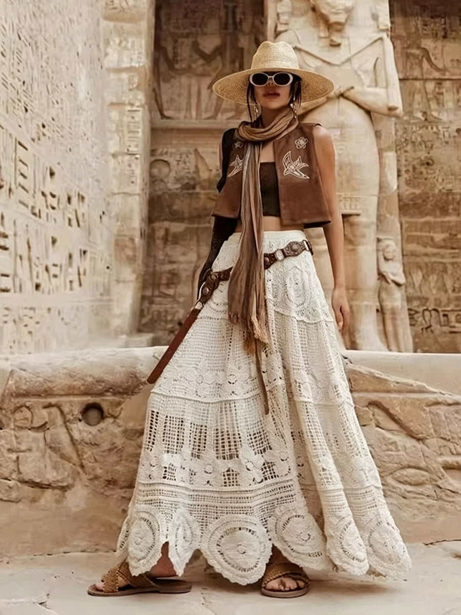 Retro Bohemian-Style Lace Skirt