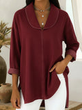 Retro Shawl Collar Denim Cotton Top