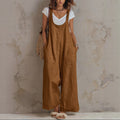 Women's Solid-color Cotton-linen Jumpsuit