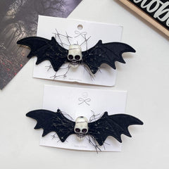 2pcs Halloween Skull Bat Hairpin