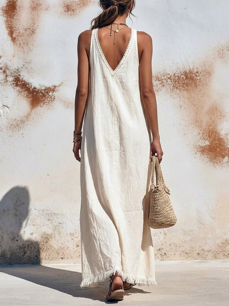 Women's Strap Art Casual Stylish Comfortable Cotton Linen Dress