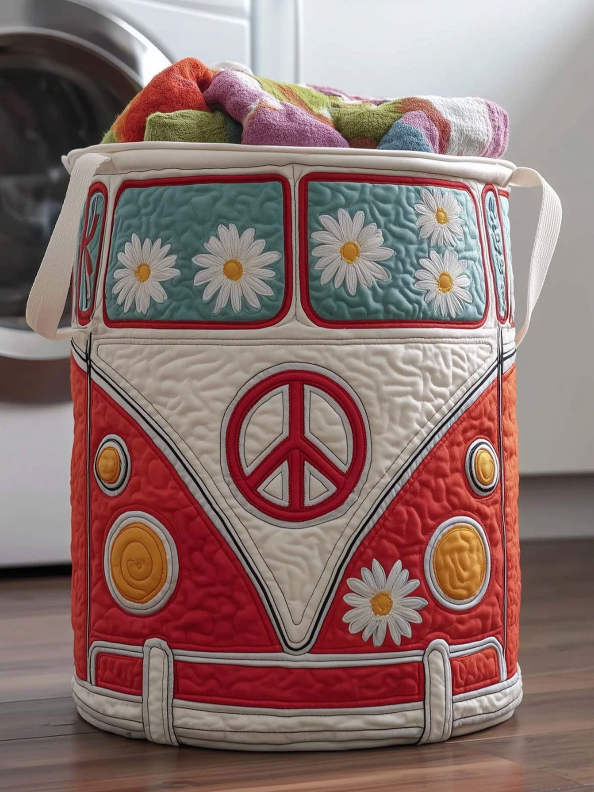 Hippie Van Quilted Laundry Basket