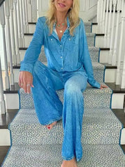 Women's Vintage Loose Denim Casual Set