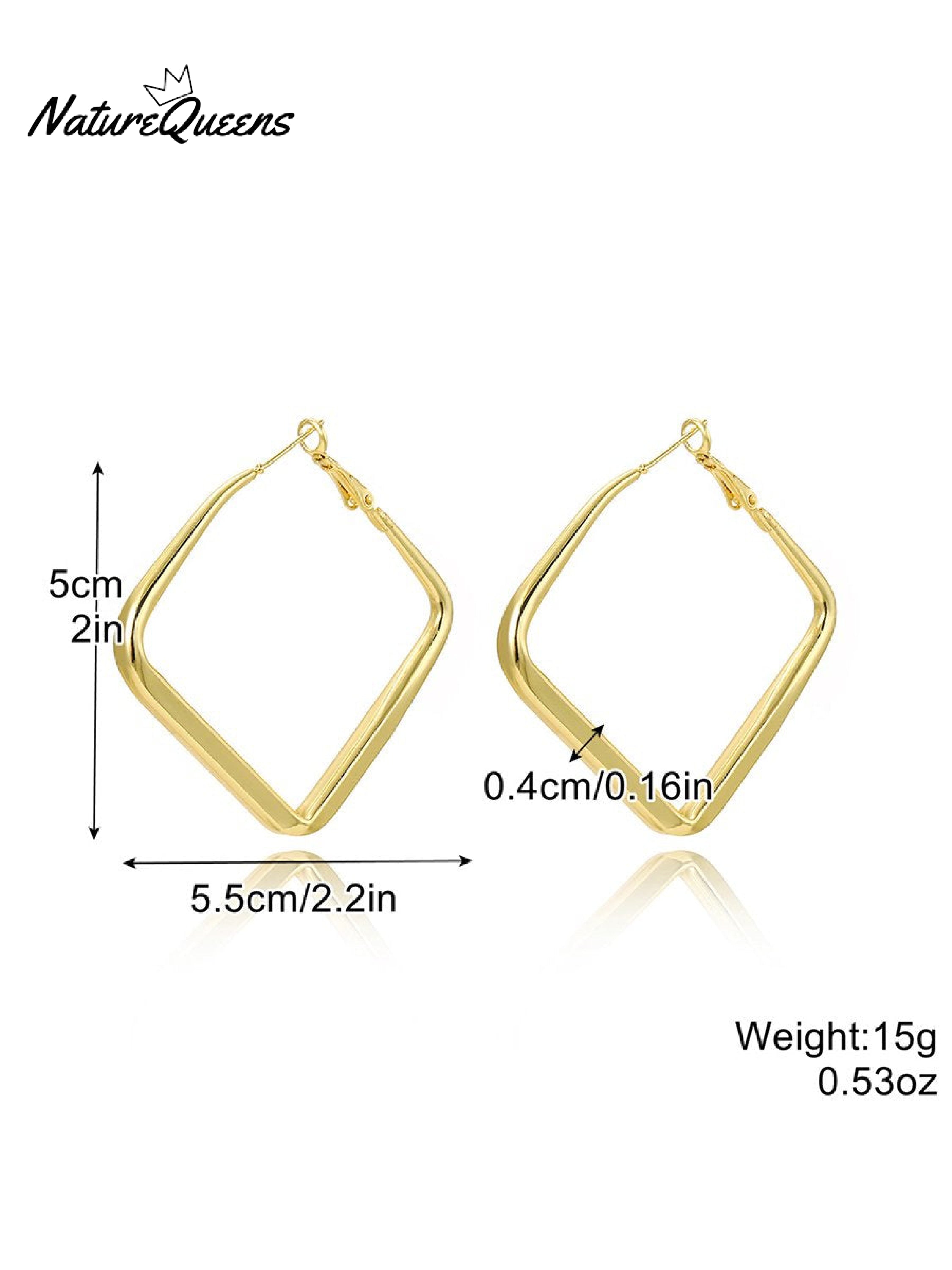 Geometric Metal Shape Plain Hoop Earrings