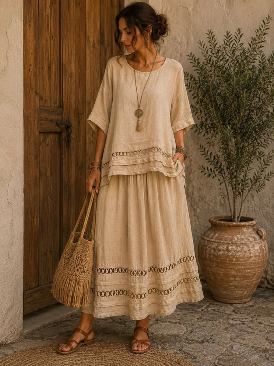 Women's Embroidered Cotton-linen Casual Top