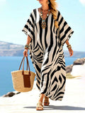 Women's Loose-fit Striped Cotton-linen Casual Vacation Dress