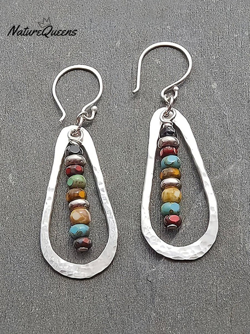 Handmade Multicolor Beads Teardrop Pendant Earrings