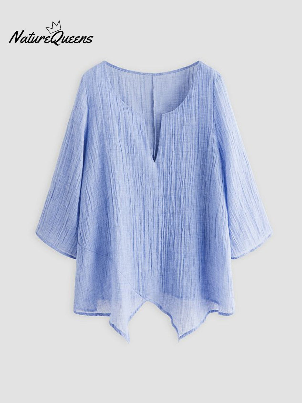 JFN Cotton & Linen Asymmetric Hem Loose Fit Long Sleeve Shirts Tunic Top
