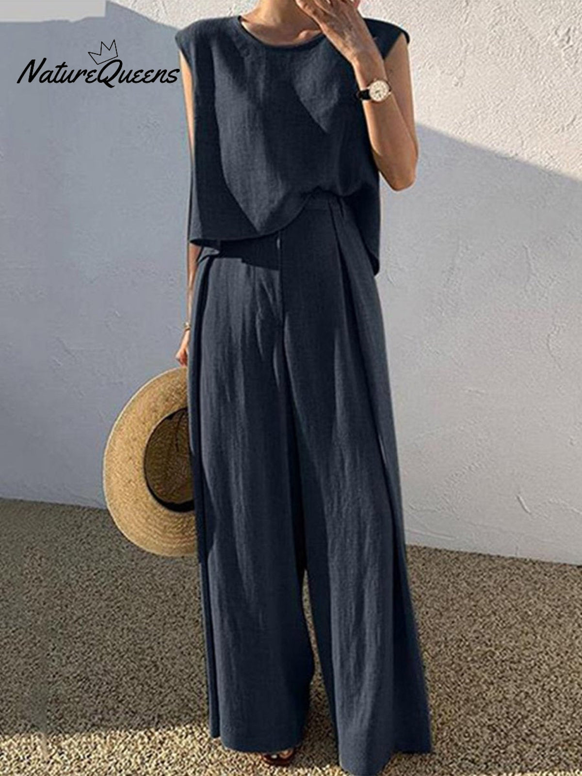 Women's Tank Vest Outfits Wide Leg Trousers Set