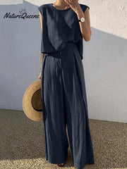 Women's Tank Vest Outfits Wide Leg Trousers Set