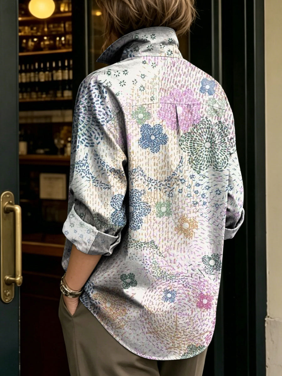 Women's Colorful Flowers Print Shirt