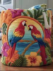 Parrots Pair Quilted Laundry Basket