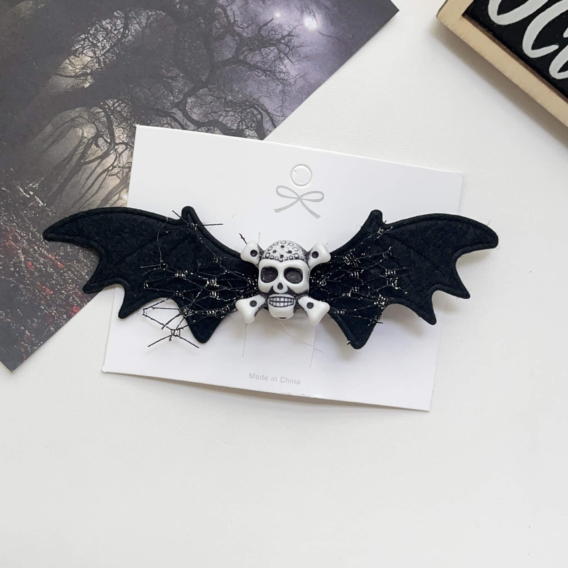 2pcs Halloween Skull Bat Hairpin
