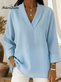 Vintage And Elegant Shawl Collar Linen Shirt