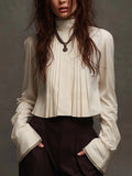 Loose, Elegant, Pleated Linen And Cotton Top