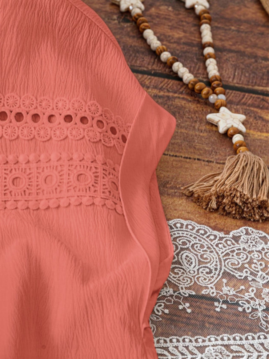Casual & Elegant Cutout Lace-paneled Dress