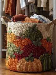 Autumn Pumpkin Quilted Laundry Basket
