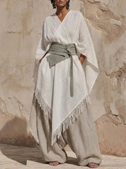 Women's Minimalist Irregular Cut Cotton And Linen Set