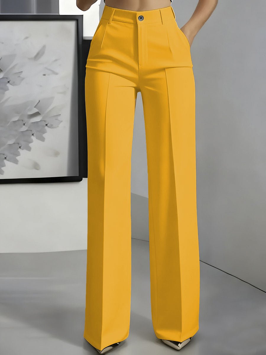 Women's High-waisted Elastic Straight-leg Suit Pants