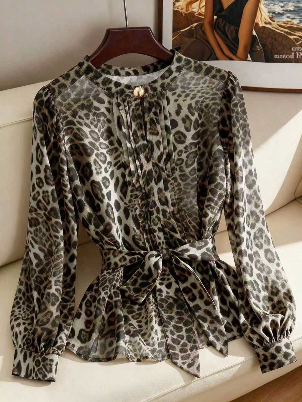 Stylish Leopard Print Chiffon Shirt