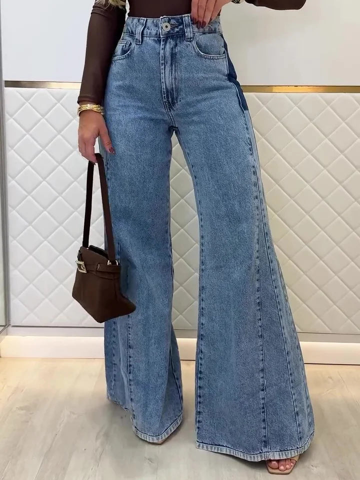Stylish Light Blue High-Waisted Flared Jeans for a Chic Look