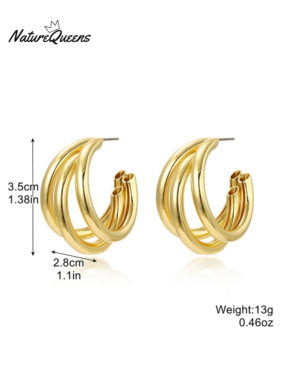 Geometric Metal Shape Plain Hoop Earrings