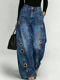 Wonderful Circular Decorative Pattern Women's Cotton Denim Pants