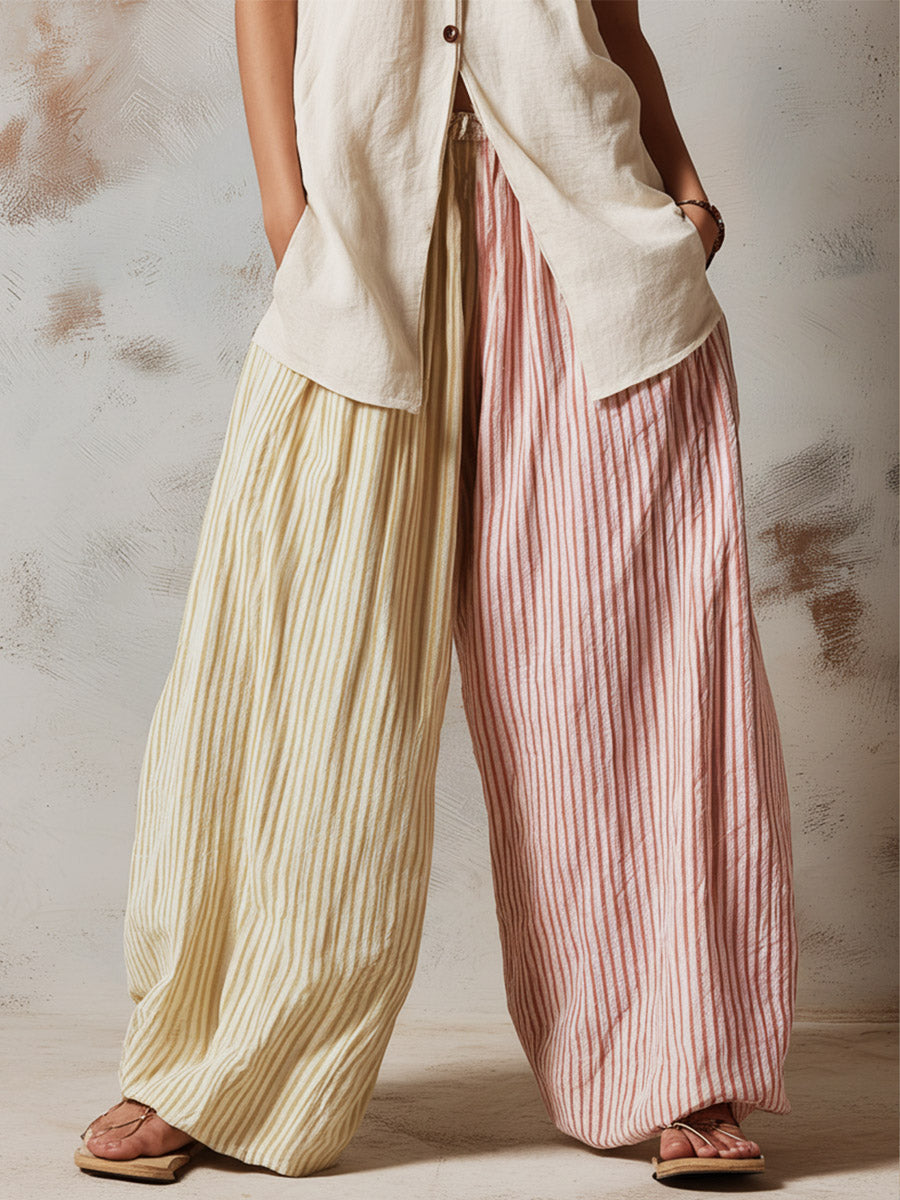 Women's Solid Color Art Stylish Casual Top And Pants Cotton Linen Two-Piece Set