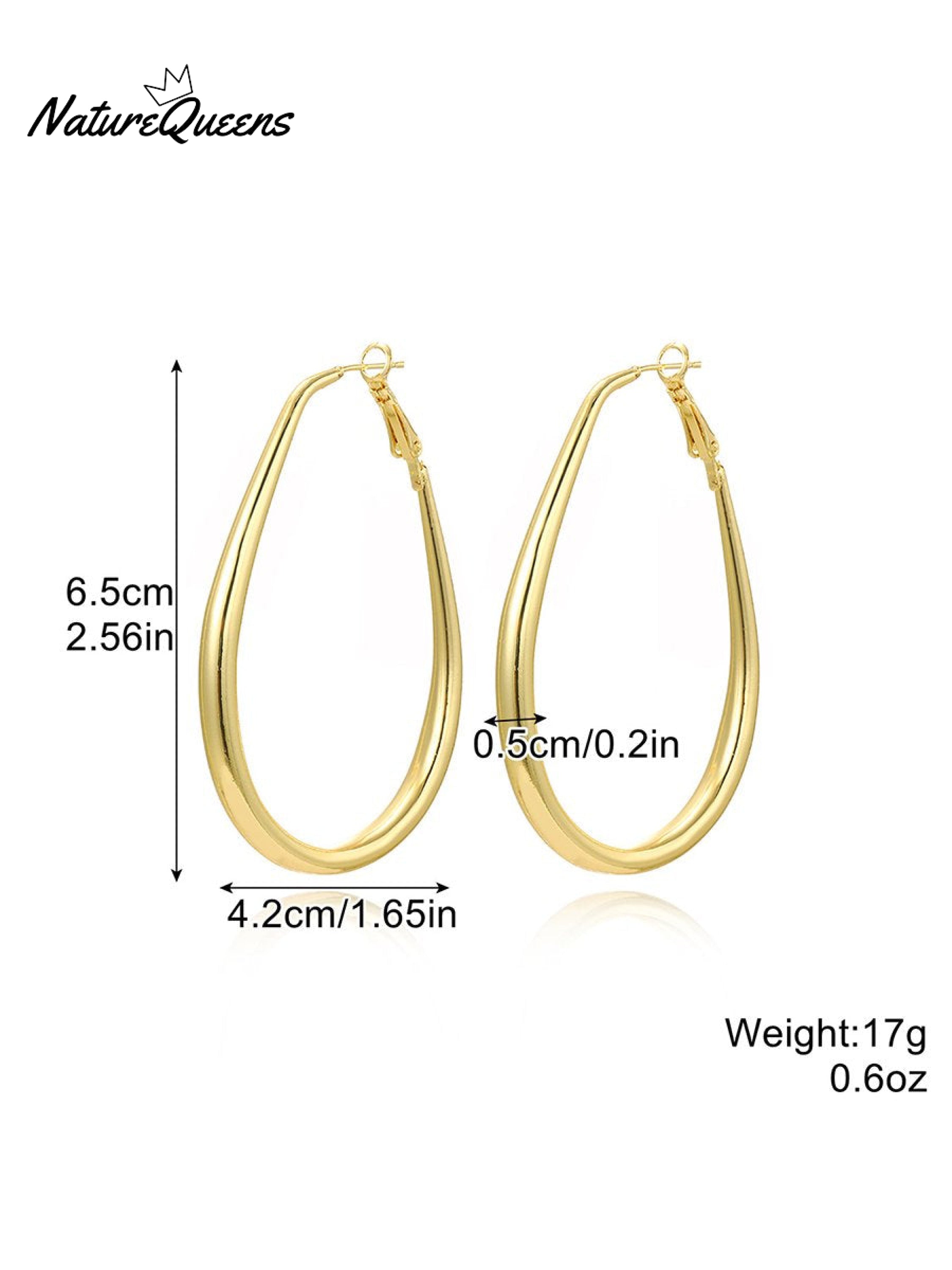 Geometric Metal Shape Plain Hoop Earrings