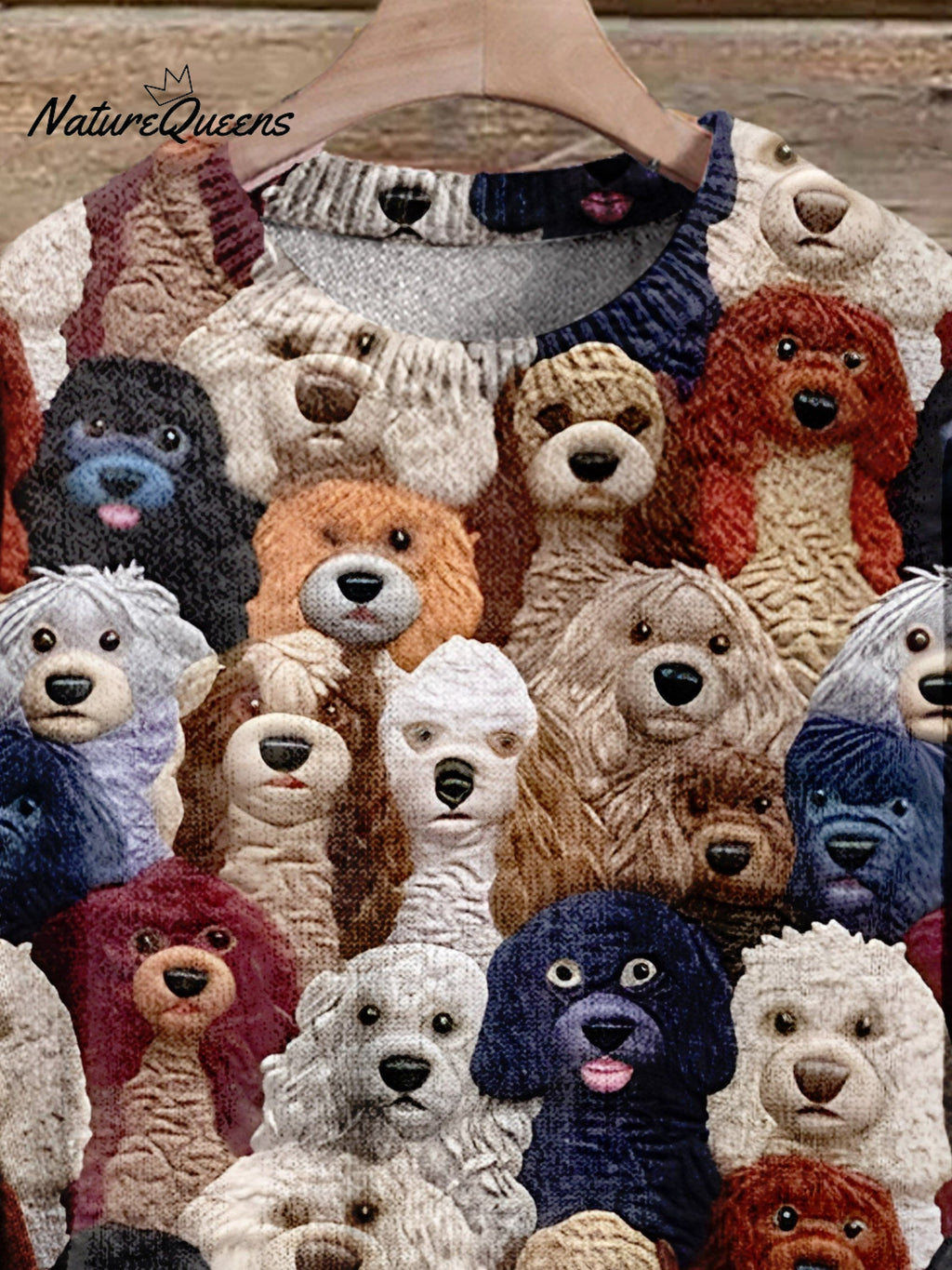 Christmas Gift Funny Dog Art Print Knit Pullover Sweater