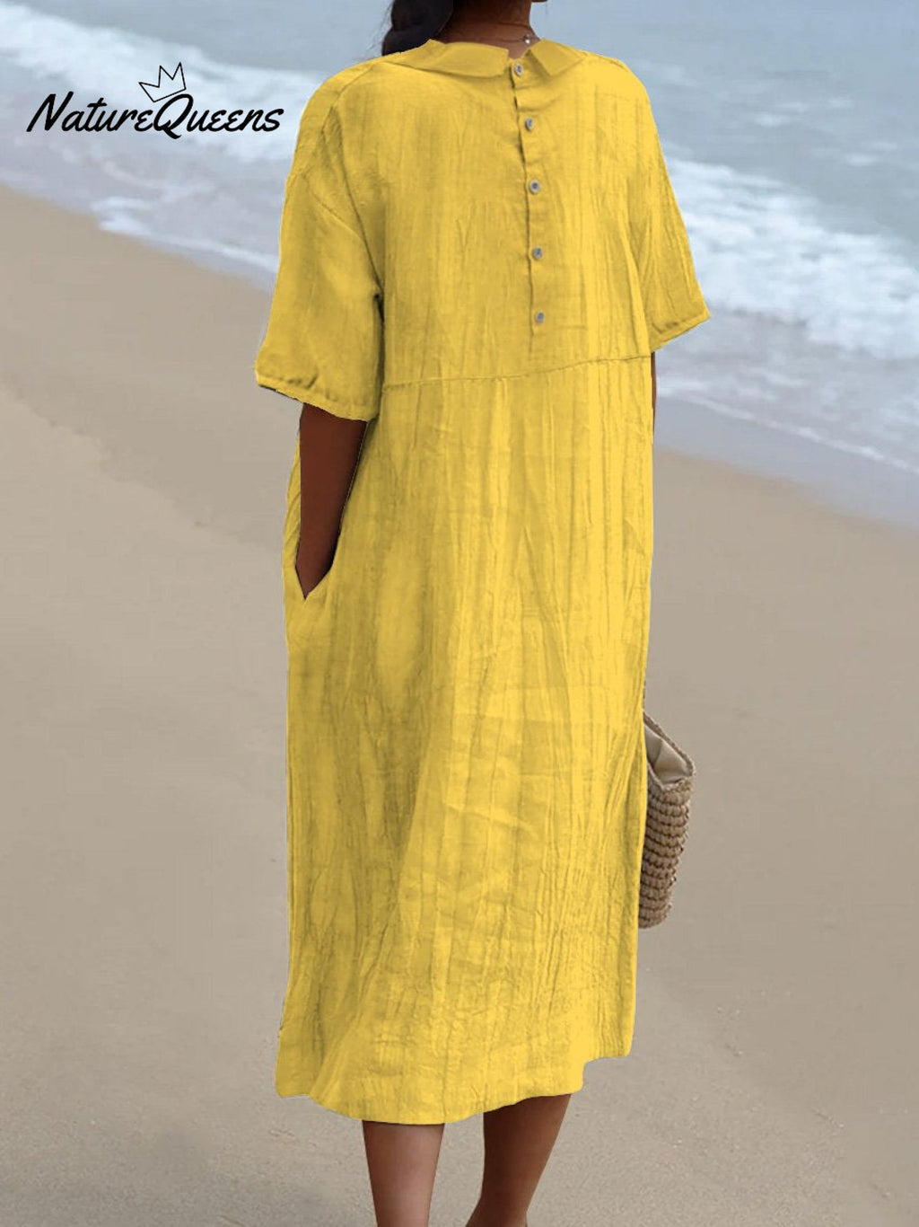 Women's Pocket Linen Dress（Convertible Dress With Front And Back Option）