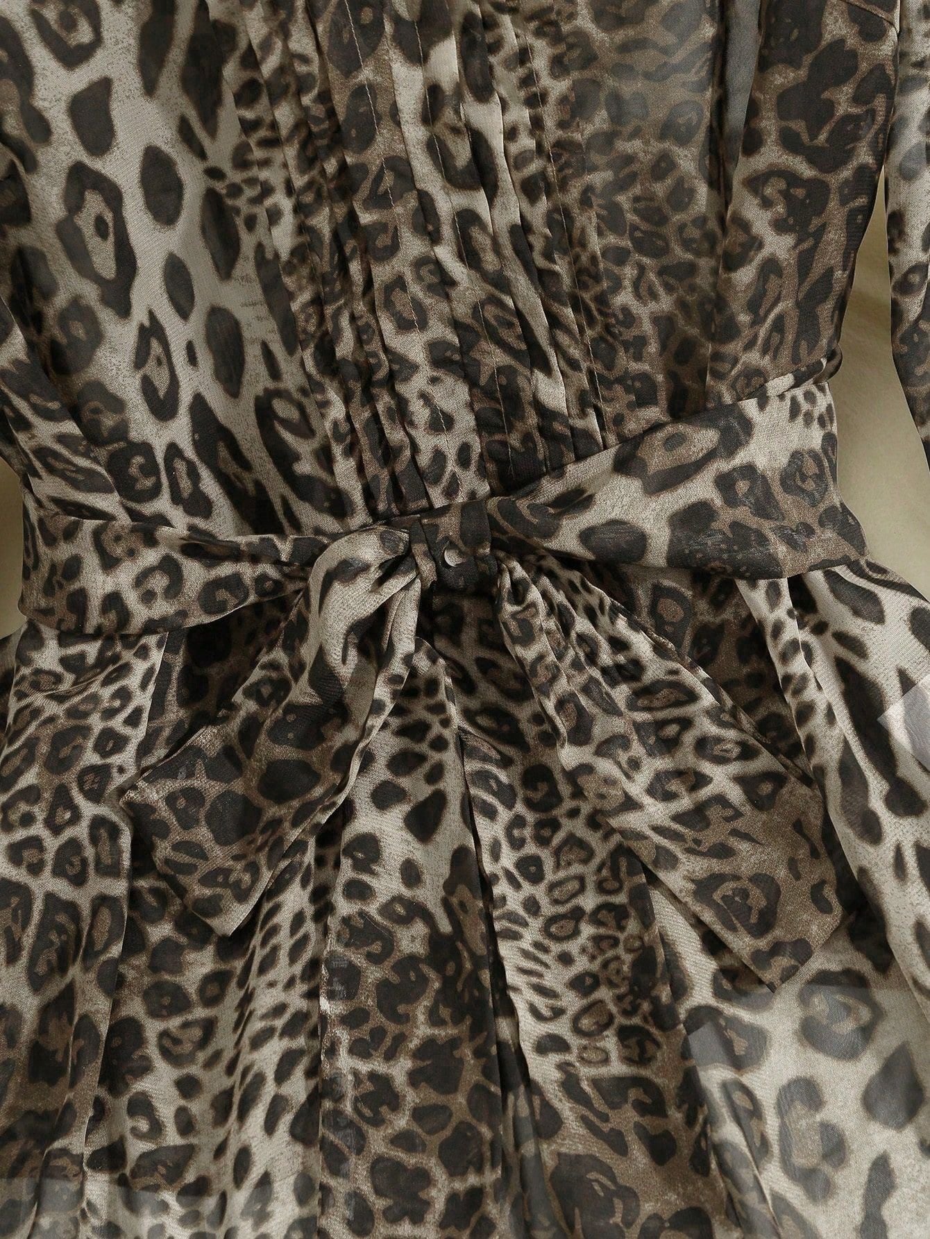 Stylish Leopard Print Chiffon Shirt